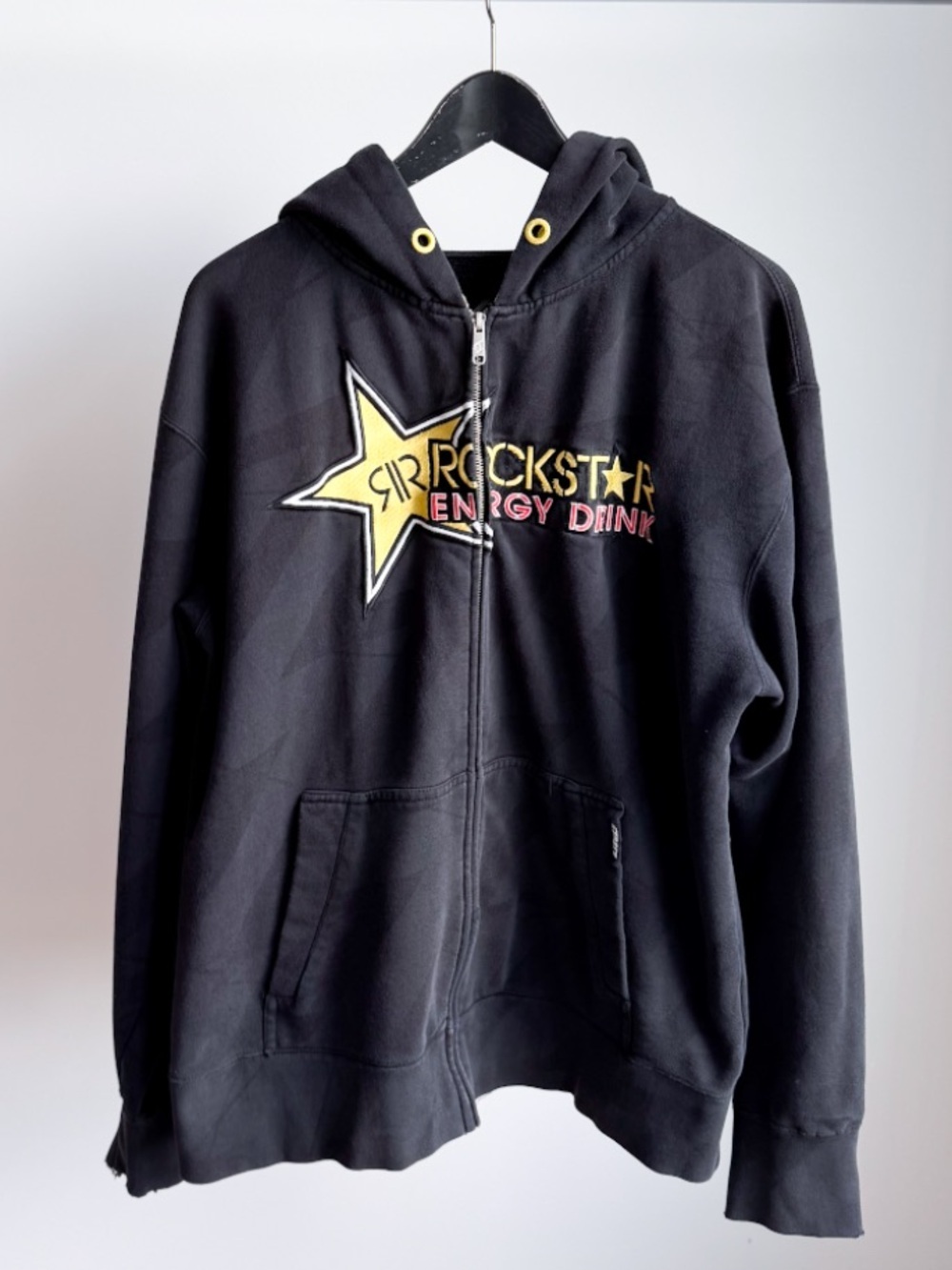 Vtg Rockstar Energy Drink Hoodie One Industries Y2K Black Zip Up Sweatshirt M